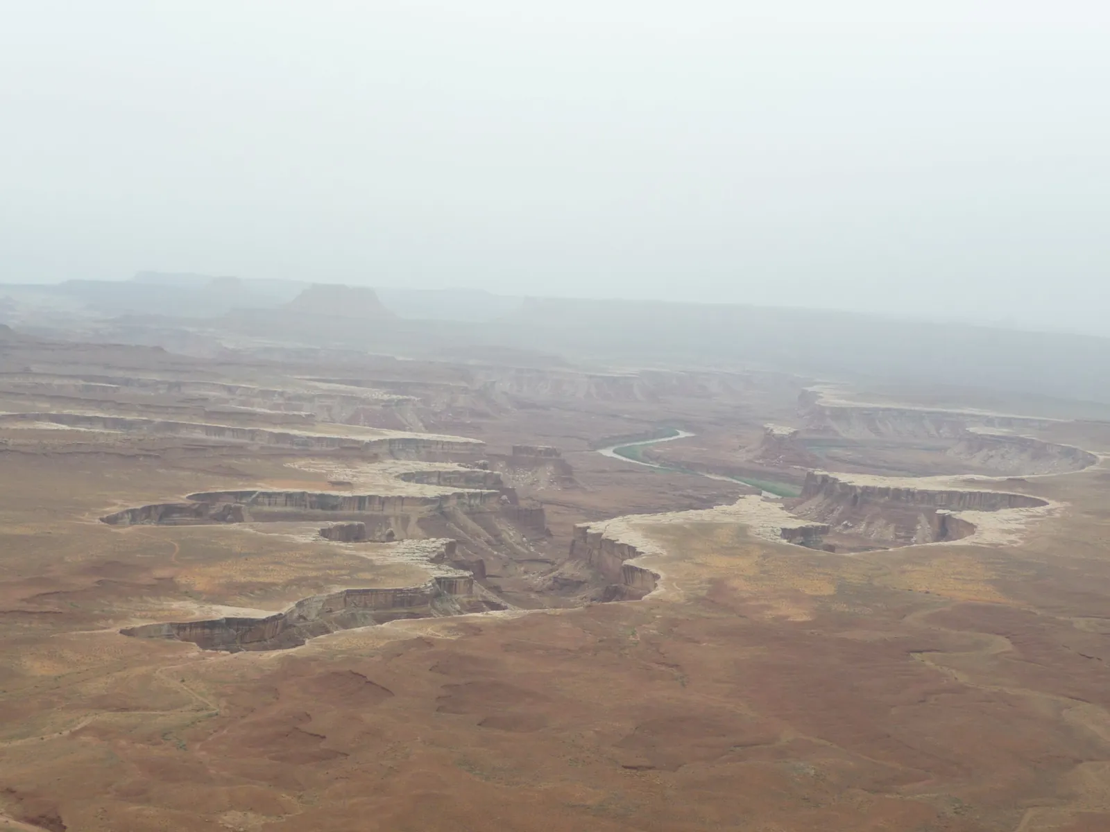 Les méandres de la Green River entre les falaises blanches