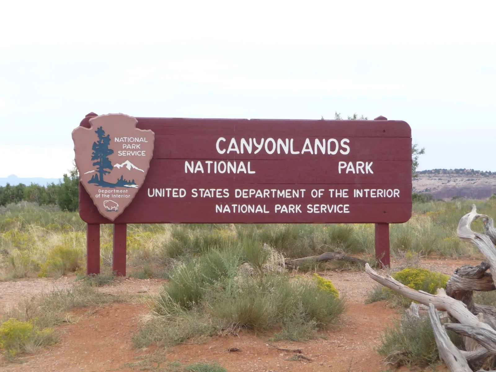 Le panneau d'entrée du parc national de Canyonlands